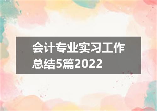 会计专业实习工作总结5篇2022