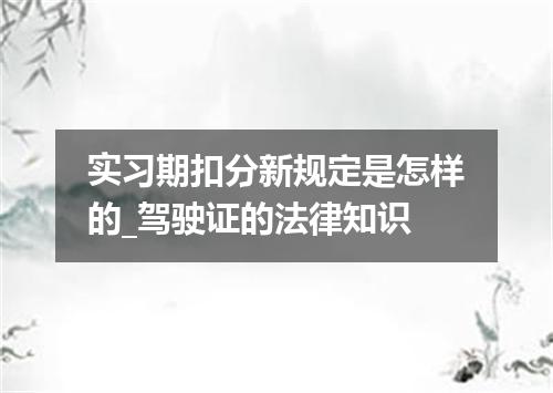 实习期扣分新规定是怎样的_驾驶证的法律知识