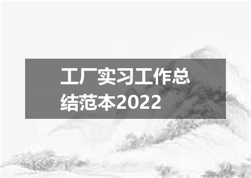 工厂实习工作总结范本2022