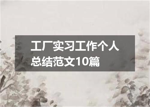 工厂实习工作个人总结范文10篇