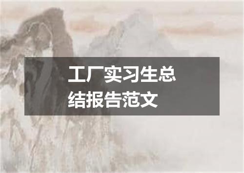 工厂实习生总结报告范文