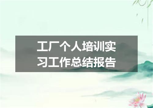 工厂个人培训实习工作总结报告