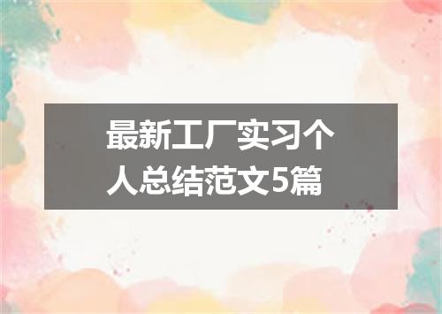 最新工厂实习个人总结范文5篇