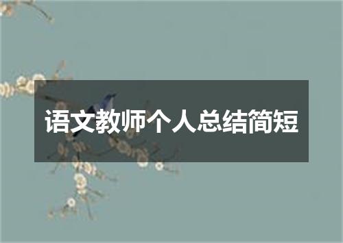 语文教师个人总结简短