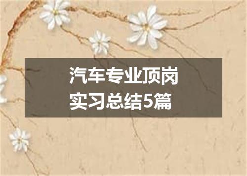 汽车专业顶岗实习总结5篇