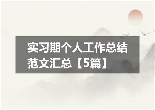 实习期个人工作总结范文汇总【5篇】