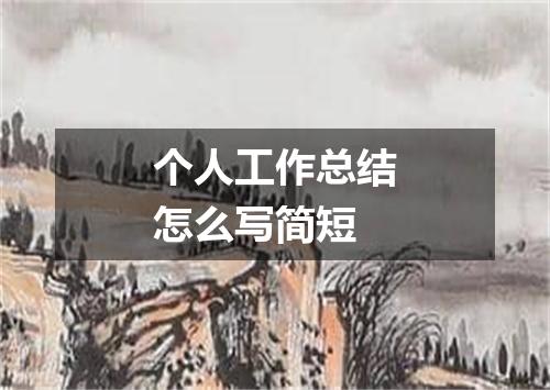 个人工作总结怎么写简短
