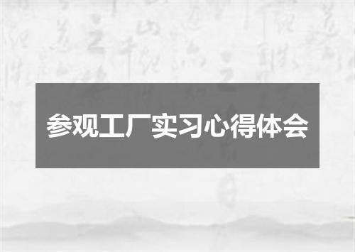 参观工厂实习心得体会