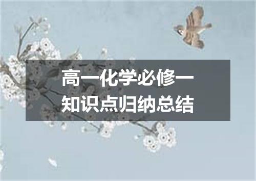 高一化学必修一知识点归纳总结