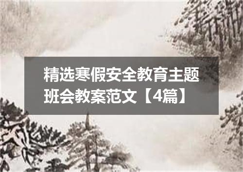 精选寒假安全教育主题班会教案范文【4篇】