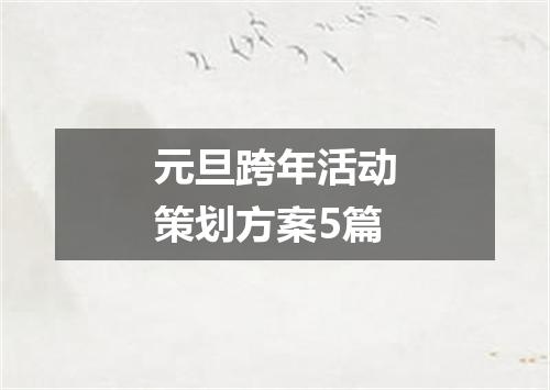 元旦跨年活动策划方案5篇
