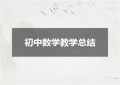 初中数学教学总结