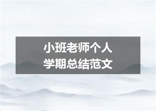 小班老师个人学期总结范文