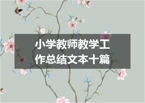 小学教师教学工作总结文本十篇