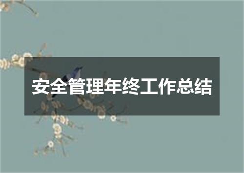 安全管理年终工作总结