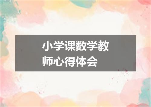 小学课数学教师心得体会