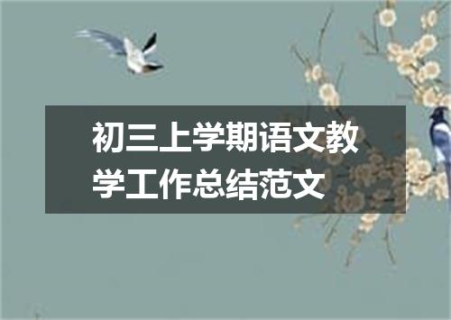 初三上学期语文教学工作总结范文