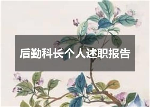 后勤科长个人述职报告