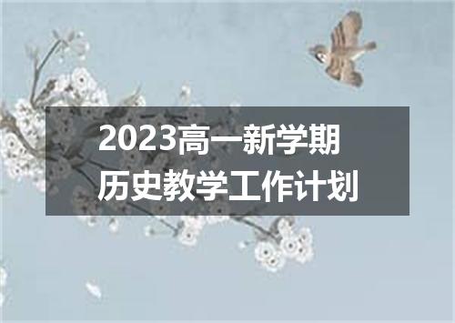 2023高一新学期历史教学工作计划
