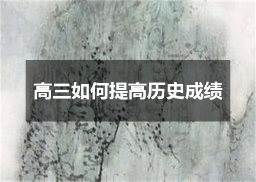 高三如何提高历史成绩