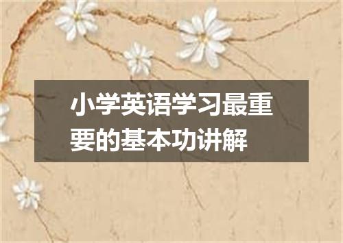 小学英语学习最重要的基本功讲解