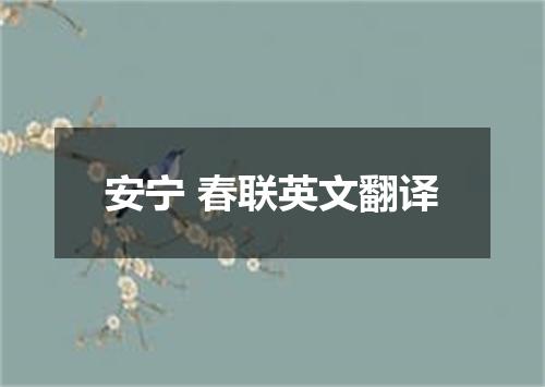 安宁 春联英文翻译