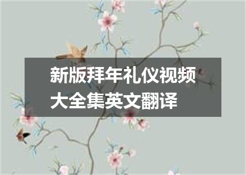 新版拜年礼仪视频大全集英文翻译