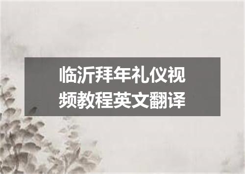 临沂拜年礼仪视频教程英文翻译