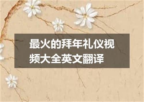 最火的拜年礼仪视频大全英文翻译