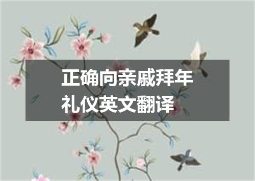 正确向亲戚拜年礼仪英文翻译