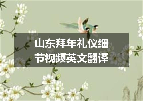 山东拜年礼仪细节视频英文翻译