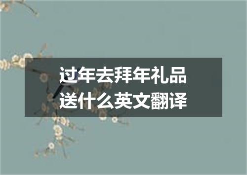 过年去拜年礼品送什么英文翻译