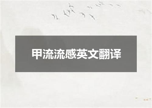 甲流流感英文翻译