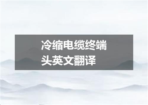 冷缩电缆终端头英文翻译