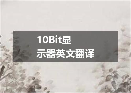 10Bit显示器英文翻译