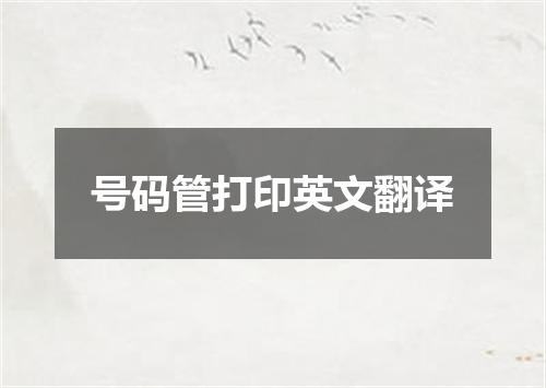 号码管打印英文翻译