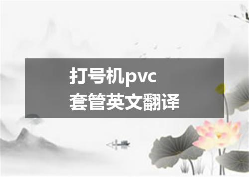 打号机pvc套管英文翻译