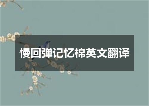 慢回弹记忆棉英文翻译