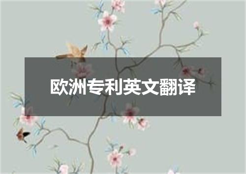 欧洲专利英文翻译