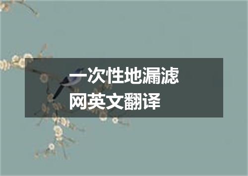 一次性地漏滤网英文翻译