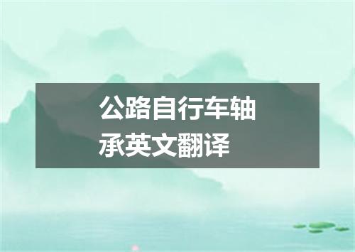 公路自行车轴承英文翻译