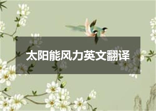 太阳能风力英文翻译