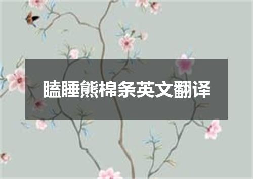 瞌睡熊棉条英文翻译