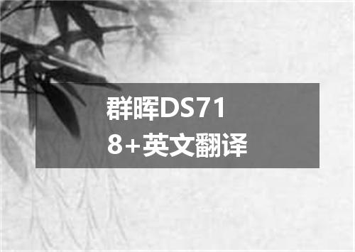 群晖DS718+英文翻译