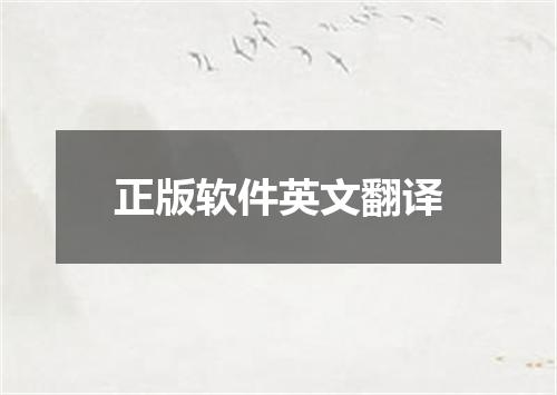 正版软件英文翻译