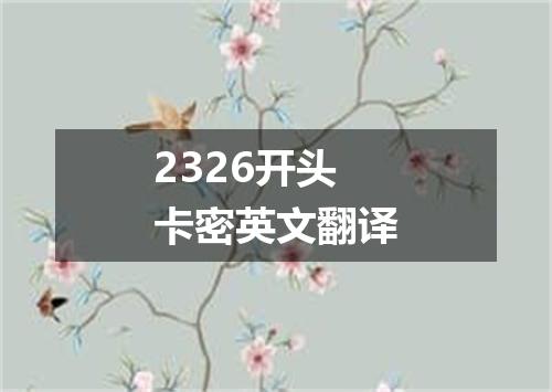 2326开头卡密英文翻译