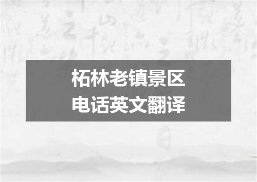 柘林老镇景区电话英文翻译