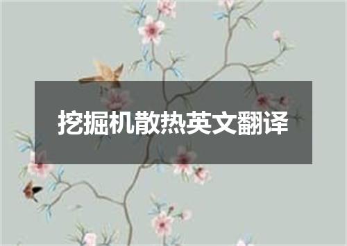 挖掘机散热英文翻译