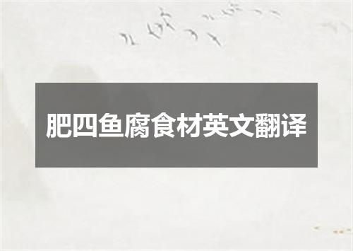 肥四鱼腐食材英文翻译
