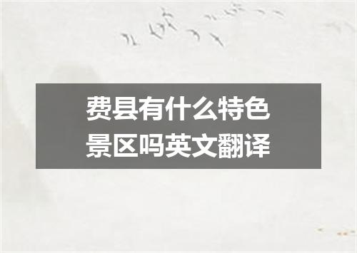 费县有什么特色景区吗英文翻译